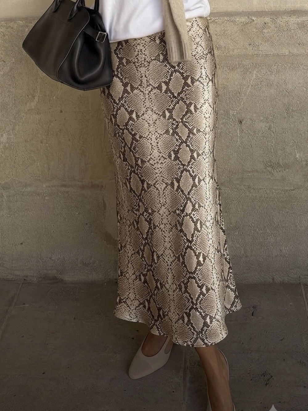 Snake Print Midi Skirt